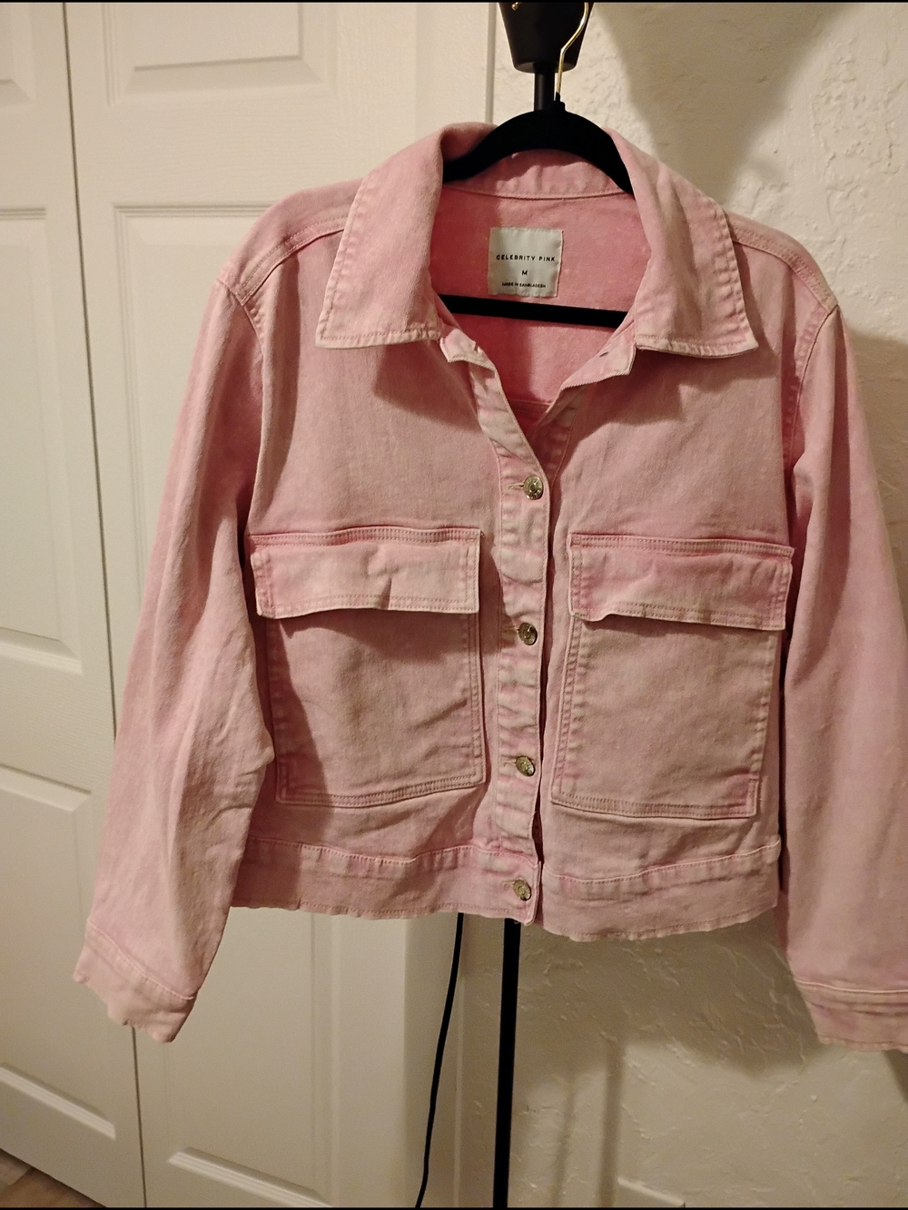 Celebrity Pink Denim Light Pink Jacket with Front Flap Pockets Size M - Picture 5 of 8